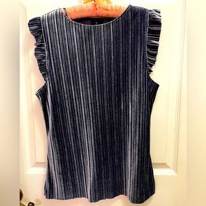 Worthington Purple Blue Pleated Sleeveless Velvet Top